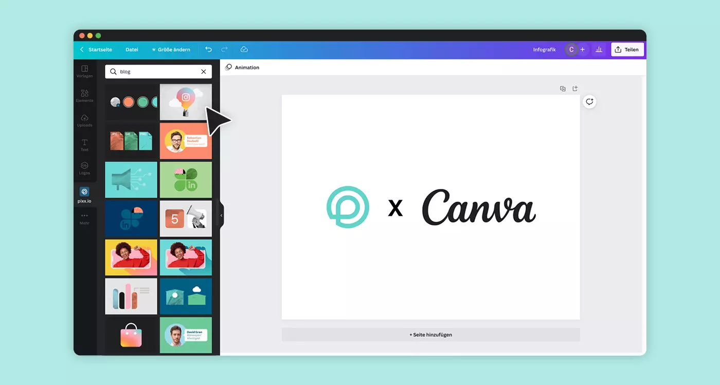 Integration von Pixxio in Canva - Infografik online erstellen 