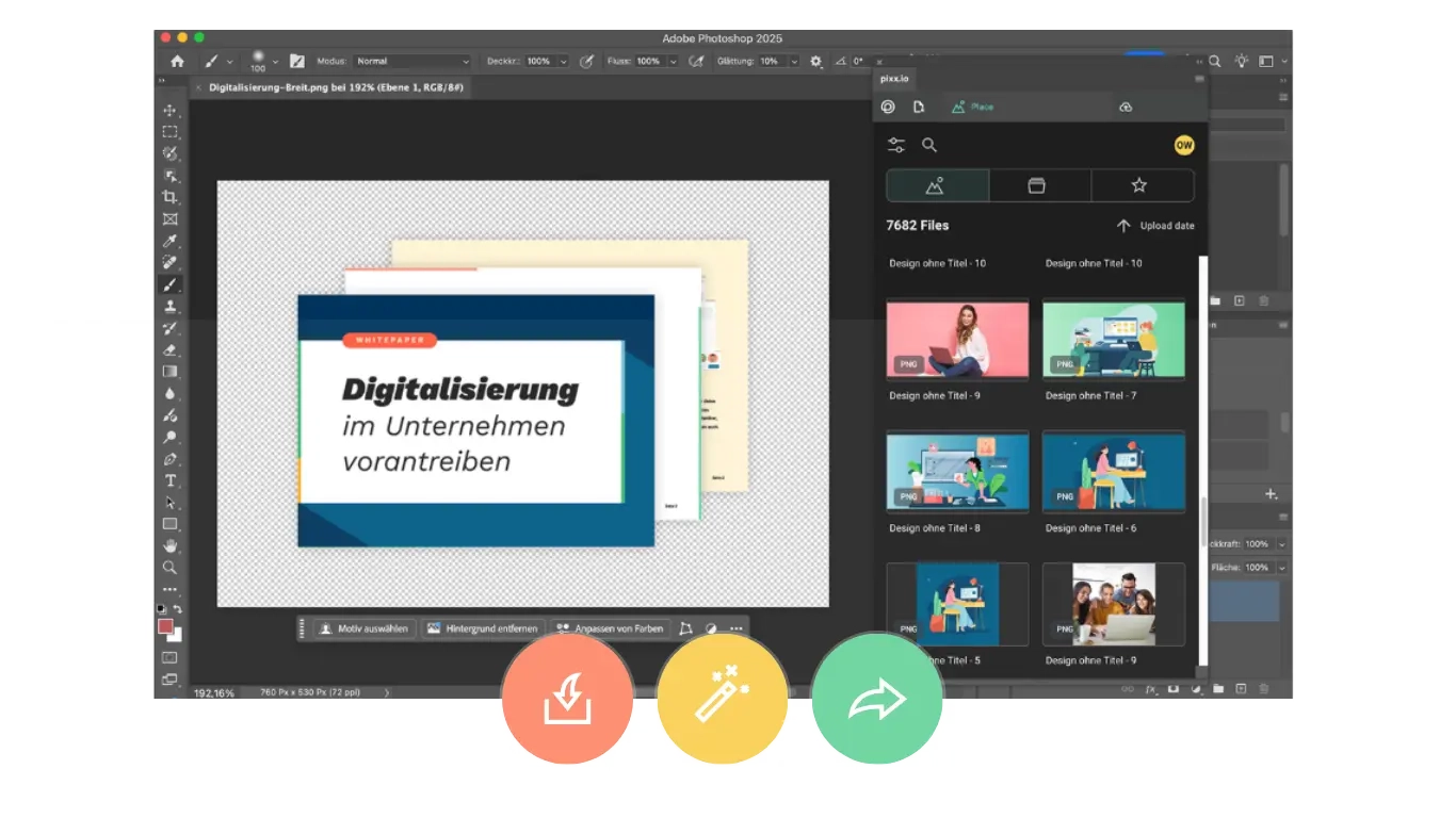 Integration von Digital Asset Management (DAM) in Photoshop über pixx.io